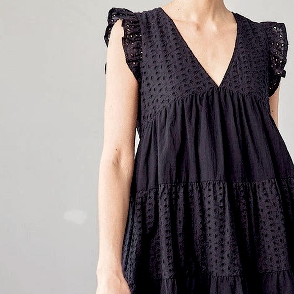 Mustard Seed Sweet Caroline Black Eyelet Romper - Picture 1 of 7